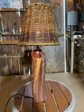 23” Wicker Lampshade; Manzanita Log Lamp