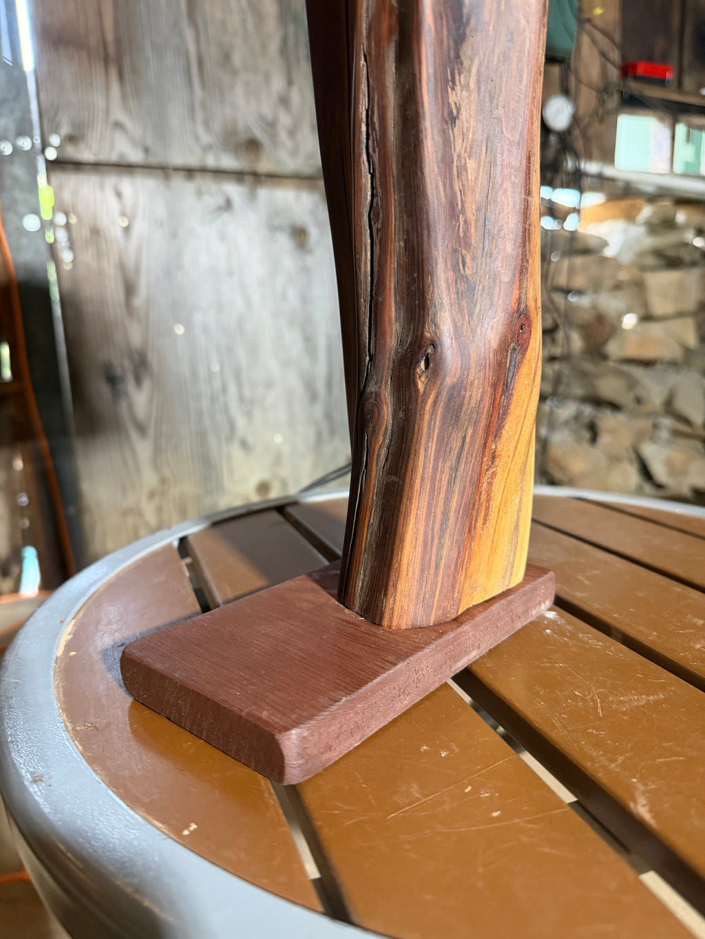 23” Wicker Lampshade; Manzanita Log Lamp