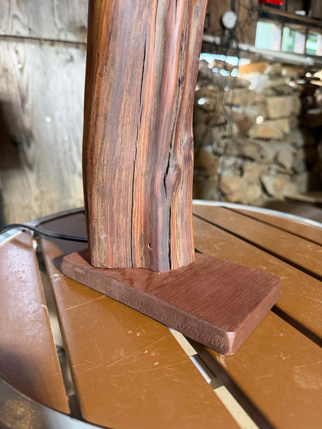 23” Wicker Lampshade; Manzanita Log Lamp